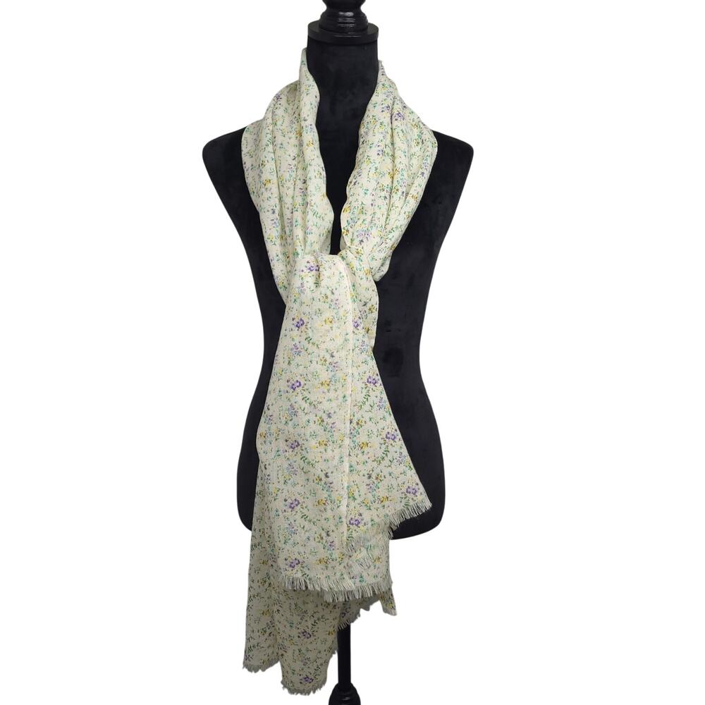 Vintage Lulla Collection By Bindya Silk & Wool Floral Scarf Blanket 72" Long